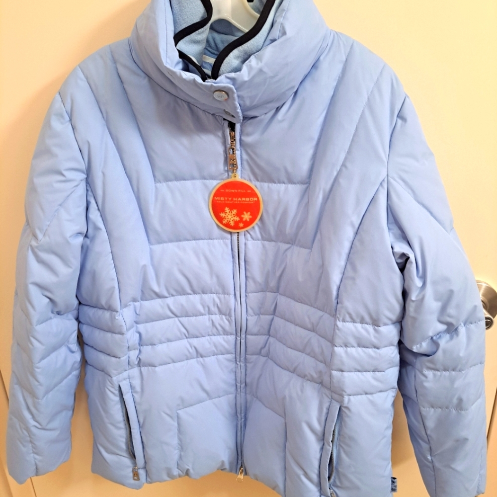 NWT Misty Harbor Skiing All Weather Down Puffer Jacket in  Icicle Blue Size XL